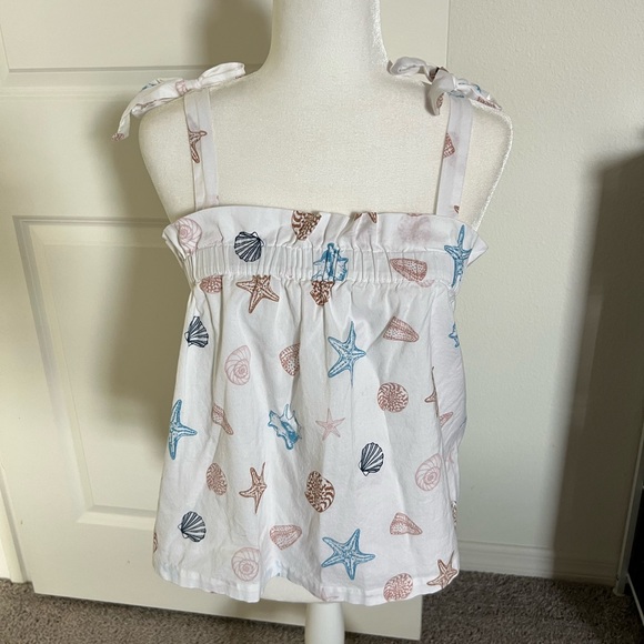 NWT Ann Taylor LOFT White Beach Print Tank Top Medium - Picture 3 of 8